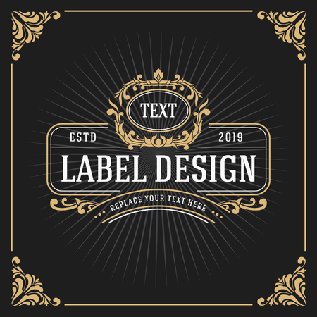 Vintage Luxury Monogram Banner Template Design for Label, Frame, Product Tags. Retro Emblem Design. Vector illustrationのイラスト素材