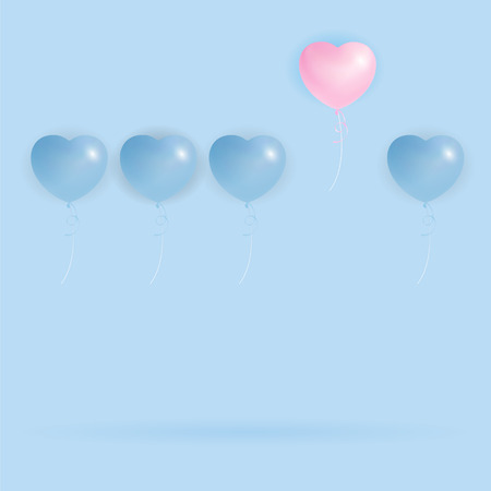 Happy Valentine's Day Greeting Card Background Design on Pastel Color Scheme Tone. Sweet Heart Balloon Decoration Vector Illustrationのイラスト素材