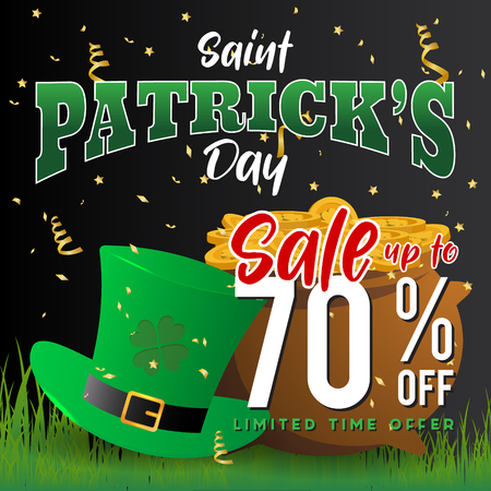 Realistic St. Patrick's day background and sale banner.のイラスト素材