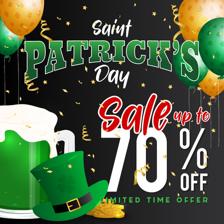 Saint Patrick's Day Celebration and Sale Promotion Banner Background. Vector illustrationのイラスト素材