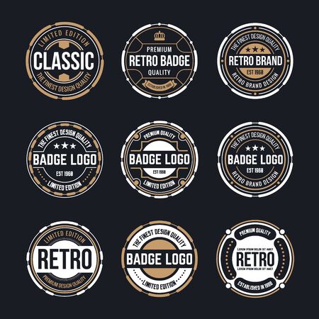 Circle Vintage and Retro Badge Design Collection. Vector illustrationのイラスト素材