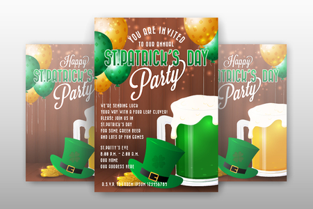 Realistic St.Patrick's day party invitation background template. Vector illustrationのイラスト素材