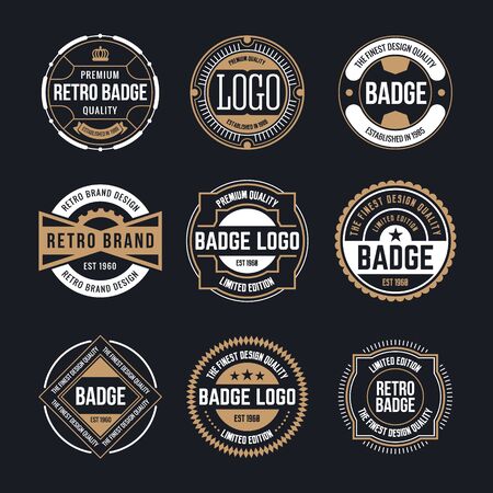 Circle Vintage and Retro Badge Design Collection. Vector illustrationのイラスト素材