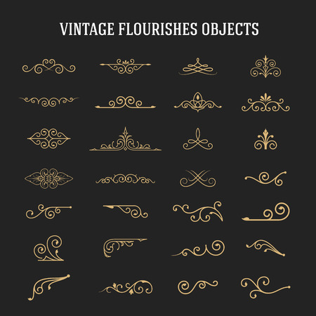 Set of vintage ornamental flourishes. Vector illustrationのイラスト素材