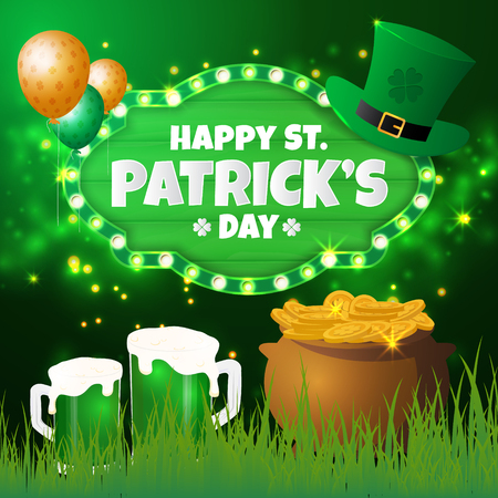 Happy St.Patrick's Day Greeting Card. Vector illustrationのイラスト素材