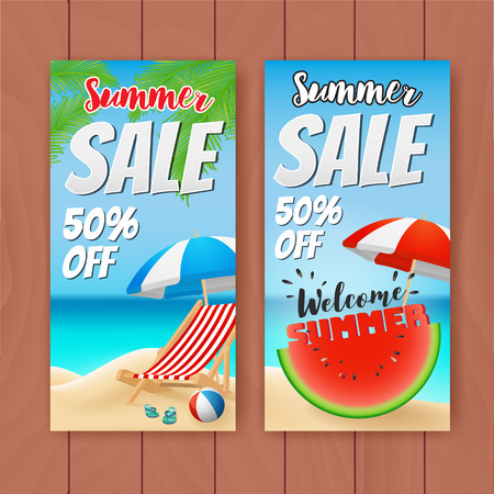Colorful Summer Sale Banner. Vector illustrationのイラスト素材