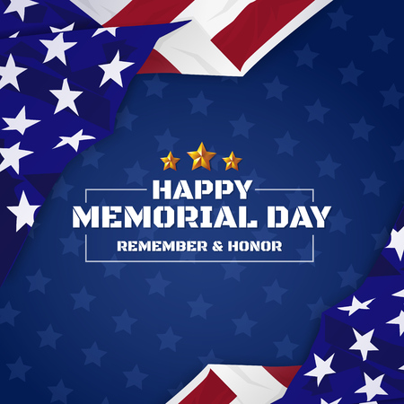 Happy Memorial Day Background. USA Flag Banner with Copy Space. Vector illustrationのイラスト素材
