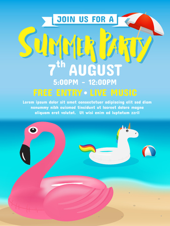 Summer party invitation flyer background template design vector illustration.のイラスト素材