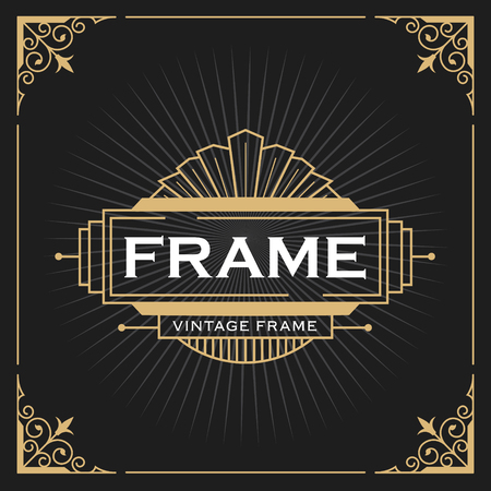Vintage line frame design for labels, banner, logo, emblem, apparel, t- shirts, sticker and other design object. Vector illustrationのイラスト素材