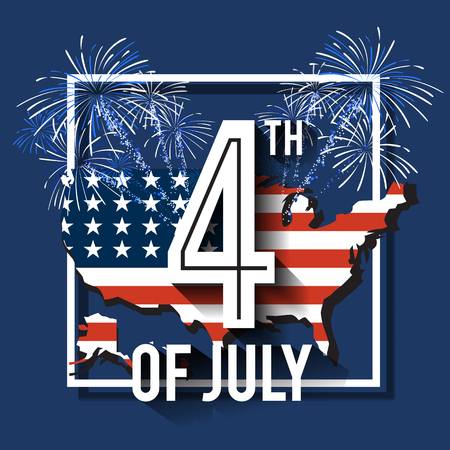 4th of July greeting card background. Vector illustrationのイラスト素材