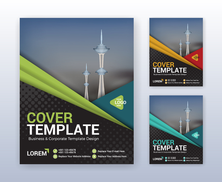 Modern business annual report template. Multipurpose flyter background. 8.5 x 11 inches print media.のイラスト素材