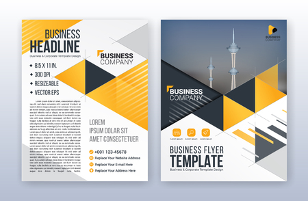 Modern business annual report template. Multipurpose flyter background. 8.5 x 11 inches print media.のイラスト素材