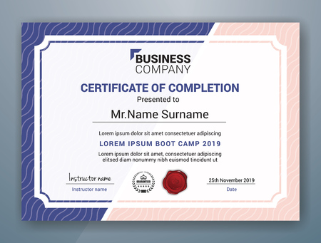 Multipurpose Professional Certificate Template Design for Print. Vector illustrationのイラスト素材