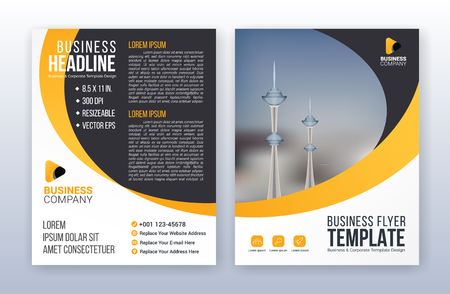 Modern business annual report template. Multipurpose flyter background. 8.5 x 11 inches print media.のイラスト素材