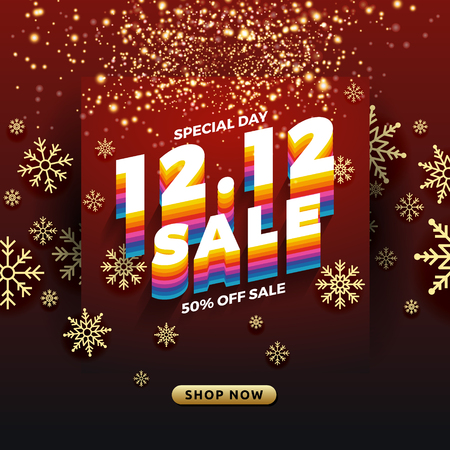 12.12 Shopping day sale banner background. 12 December sale poster template. Vector illustrationのイラスト素材