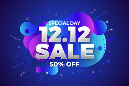 12.12 Shopping day sale banner background. 12 December sale poster template. Vector illustrationのイラスト素材