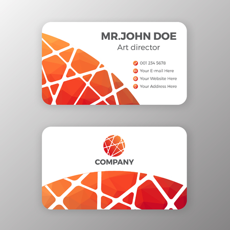 Abstract mesh and polygonal name card template design. Vector illustrationのイラスト素材