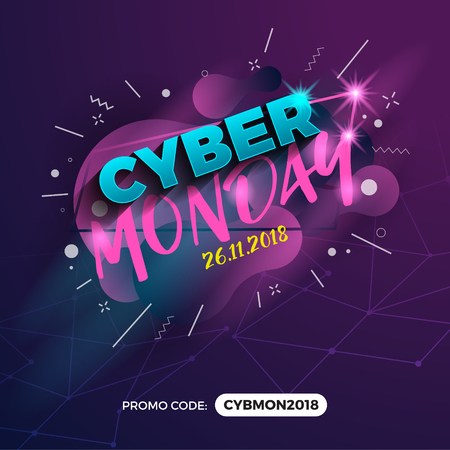 Cyber Monday Sale Promotion Banner Background with Promo Code Field. Vector illustrationのイラスト素材