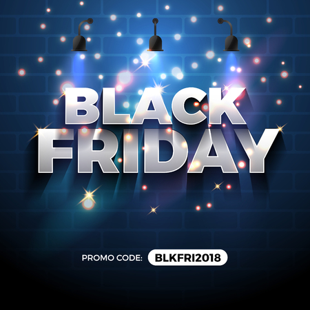 Black Friday Sale Promotion Banner Background with Promo Code Field. Vector illustrationのイラスト素材