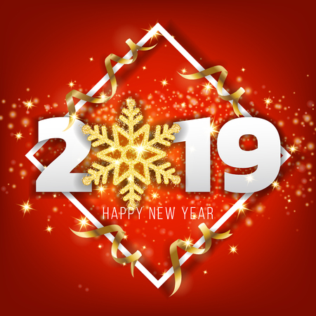2019 Happy New Year Greeting Card Background. Vector illustrationのイラスト素材