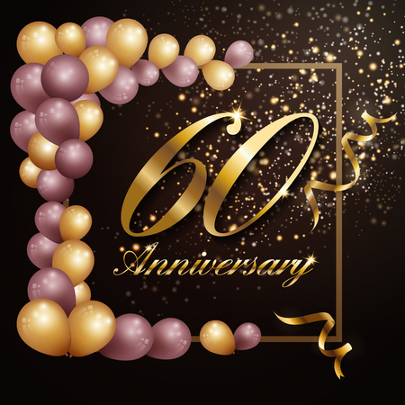 60 year anniversary celebration background banner design with luxury decoration. Vector illustrationのイラスト素材
