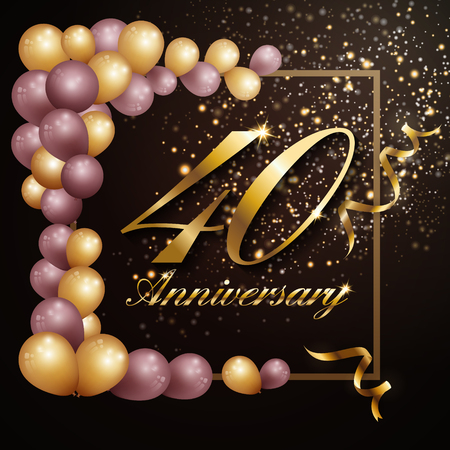 40 year anniversary celebration background banner design with luxury decoration. Vector illustrationのイラスト素材