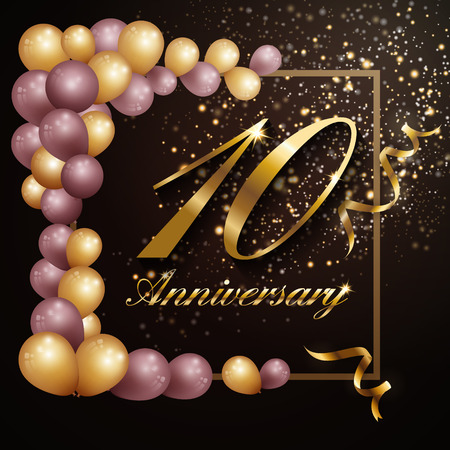 10 year anniversary celebration background banner design with luxury decoration. Vector illustrationのイラスト素材