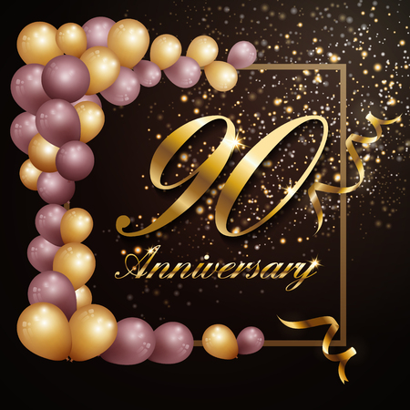 90 year anniversary celebration background banner design with luxury decoration. Vector illustrationのイラスト素材