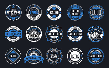 15 Retro Vintage Badges Design Collection. Vector illustrationのイラスト素材