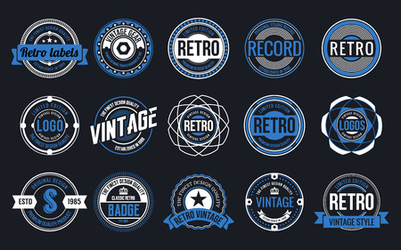 15 Retro Vintage Badges Design Collection. Vector illustrationのイラスト素材