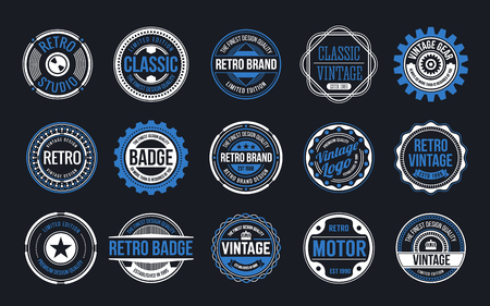 15 Retro Vintage Badges Design Collection. Vector illustrationのイラスト素材
