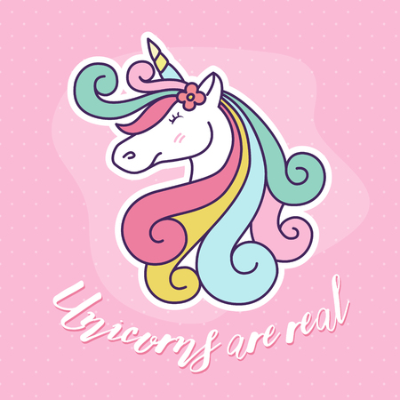 Cute unicorn cartoon character illustration design. Vector illustrationのイラスト素材