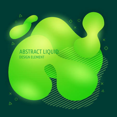 Abstract modern flowing liquid shapes design elements. Dynamical bright green gradient colored bannerのイラスト素材