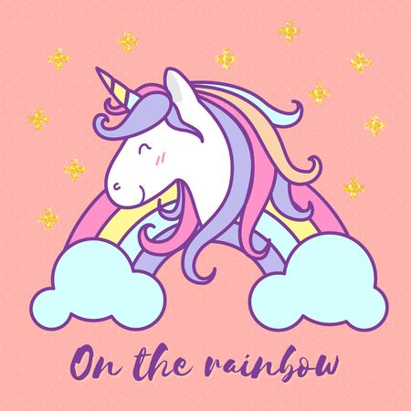 Cute unicorn cartoon character illustration design. Vector illustrationのイラスト素材