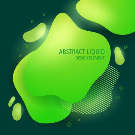 Abstract modern flowing liquid shapes design elements. Dynamical bright green gradient colored bannerのイラスト素材