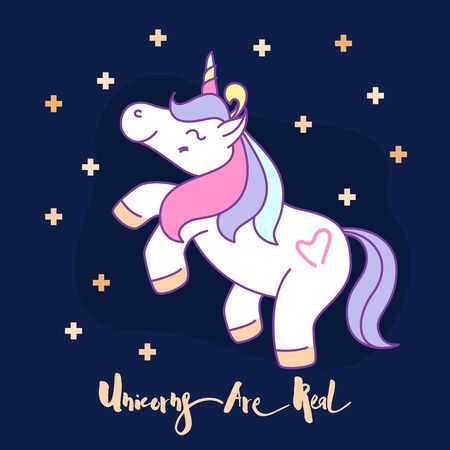 Little funny unicorn cartoon character illustration design. Vector illustrationのイラスト素材