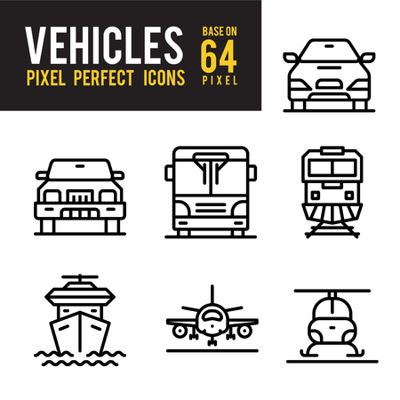 Vehicle and Transport Outline Icon. Pixel Perfect Icon Base on 64pxのイラスト素材