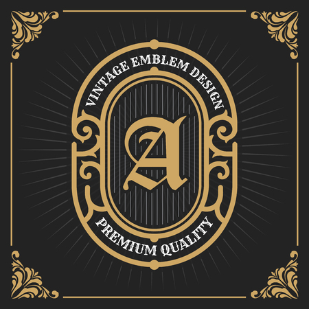 Vintage Luxury Banner Template Design for Label, Frame, Product Tags. Retro Emblem Design. Vector illustrationのイラスト素材