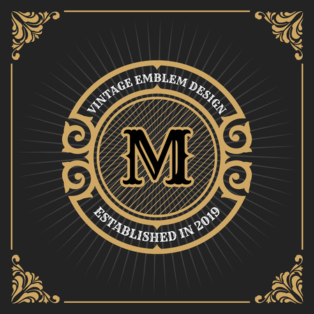 Vintage Luxury Banner Template Design for Label, Frame, Product Tags. Retro Emblem Design. Vector illustrationのイラスト素材