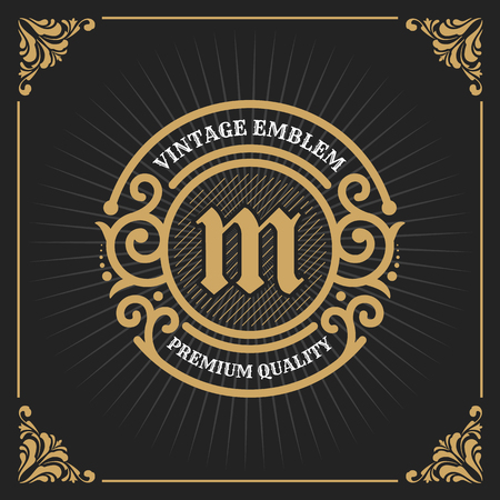 Vintage Luxury Banner Template Design for Label, Frame, Product Tags. Retro Emblem Design. Vector illustrationのイラスト素材