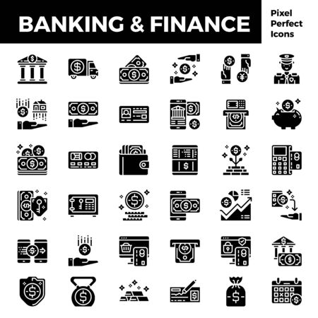 Banking and finance solid icon base on pixel perfect 64px. vector illustrationのイラスト素材