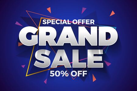 Special offer grand sale banner background. Abstract blue background. Vector illustrationのイラスト素材