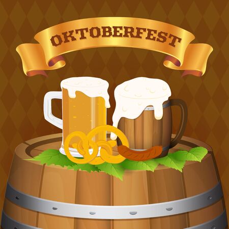Oktoberfest  beer festival background concept. Vector illustrationのイラスト素材