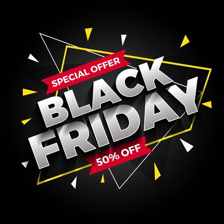 Special offer black Friday sale banner background. Vector illustrationのイラスト素材