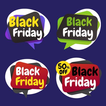 Black Friday Shopping Day Origami Banner Label Design Collection. Vector illustrationのイラスト素材