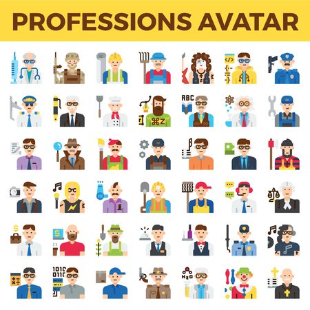 Professions and occupation avatar. Pixel perfect flat icon. Vector illustrationのイラスト素材