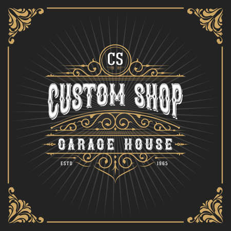 Vintage Luxury Logotype Banner Template Design for Label, Frame, Product Tags. Retro Emblem Design. Vector illustrationのイラスト素材