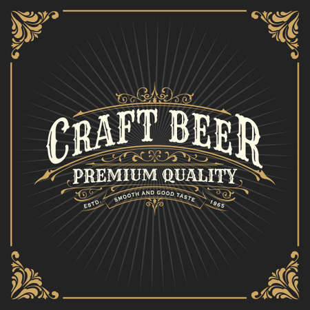 Vintage Luxury Logotype Banner Template Design for Label, Frame, Product Tags. Retro Emblem Design. Vector illustrationのイラスト素材