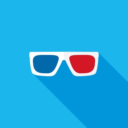 3D Glasses Flat Long Shadow Iconのイラスト素材