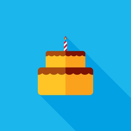 Birthday Cake Flat Long Shadow Iconのイラスト素材